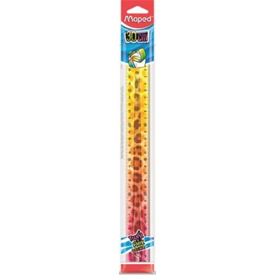 Vonalzó, műanyag, törhetetlen, 30 cm, MAPED "Twist`n Flex Decor Animals", vegyes színek
