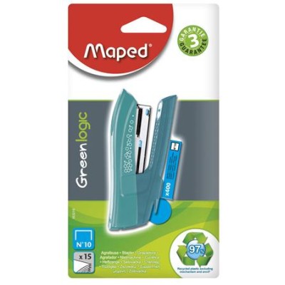 Tűzőgép, No. 10, 15 lap, MAPED "Greenlogic Pocket", vegyes színek