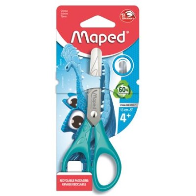 Olló, iskolai, 13 cm, MAPED "Essentials Pulse", vegyes színek