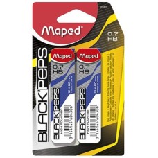 Grafitbél, 0,7 mm, HB, 2x12 szálas, MAPED "Black Peps"