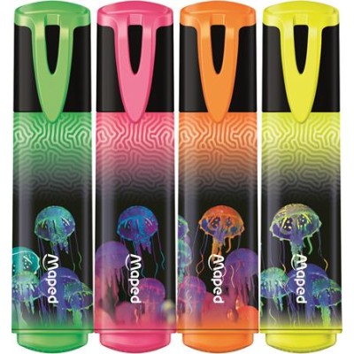 Szövegkiemelő készlet, 1-5 mm, MAPED "Deepsea Paradise Fluo Peps", 4 különböző szín Szövegkiemelő készlet, 1-5 mm, MAPED "Deepsea Paradise Fluo Peps", 4 különböző szín