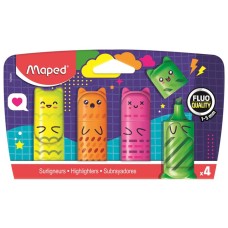 Szövegkiemelő készlet, 1-5 mm, MAPED „Fluo Peps Mini Kawaii”, 4 különböző szín