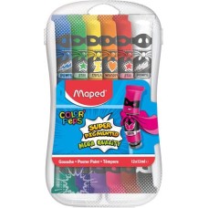 Tempera készlet, 12 darabos, műanyag dobozban, MAPED