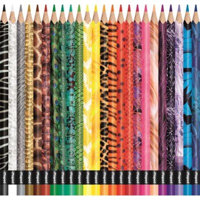 Színes ceruza készlet, háromszögletű, MAPED "Color`Peps Animal", 24 különböző szín