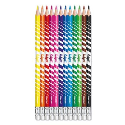 Színes ceruza készlet, háromszögletű, radírozható, MAPED "Color`Peps Oops", 12 különböző szín Színes ceruza készlet, háromszögletű, radírozható, MAPED "Color`Peps Oops", 12 különböző szín