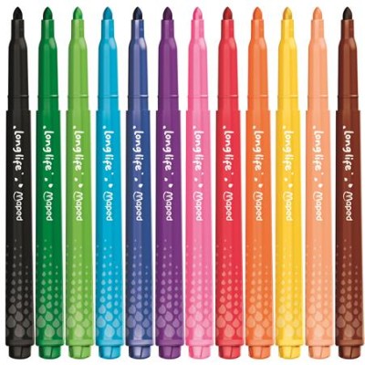 Filctoll készlet, 3,7 mm, kimosható, MAPED „Color`Peps Long Life 2”, 12 különböző szín
