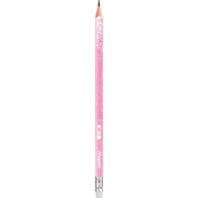 Grafitceruza radírral, HB, háromszögletű, MAPED "Black`Peps Glitter Deco", vegyes pasztell színek