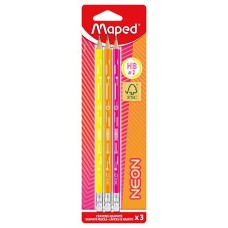 Grafitceruza radírral, HB, háromszögletű, MAPED "Black`Peps Neon", vegyes színek
