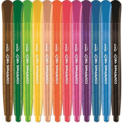 Zsírkréta, kitekerhető, MAPED "Color`Peps", 12 különböző szín