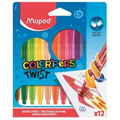 Zsírkréta, kitekerhető, MAPED "Color`Peps", 12 különböző szín