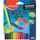 Színes ceruza készlet, háromszögletű, MAPED "Color`Peps INFINITY", 12 különböző szín