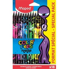 Színes ceruza készlet, háromszögletű, MAPED "Color`Peps Monster" 18 különböző szín