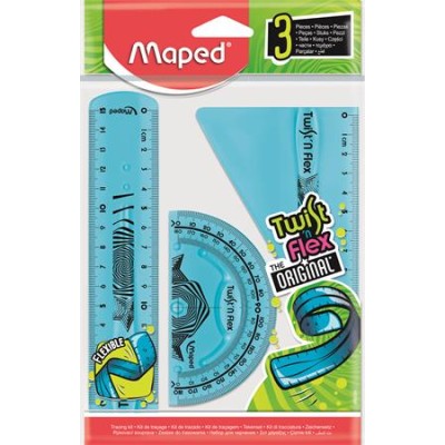 Vonalzókészlet, műanyag, törhetetlen, 3 darabos, MAPED "Twist`n Flex"