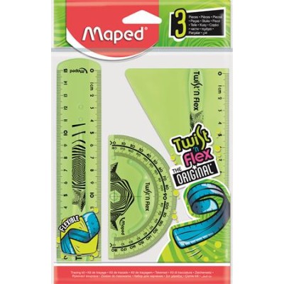 Vonalzókészlet, műanyag, törhetetlen, 3 darabos, MAPED "Twist`n Flex"