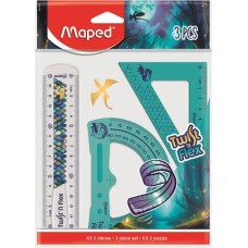 Vonalzókészlet, műanyag, törhetetlen, 3 darabos, MAPED „Dragon sárkány”