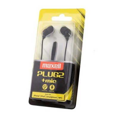 Fülhallgató, mikrofonnal, MAXELL "Plugz", fekete