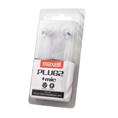 Fülhallgató, mikrofonnal, MAXELL "Plugz", fehér