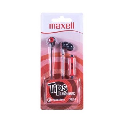 Fülhallgató, mikrofonnal, MAXELL "Tips", piros-fekete