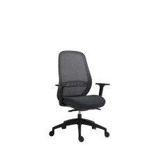 Irodai szék, karfás, fekete szövetborítás, feszített hálós háttámla, fekete lábkereszt, MAYAH "Mid Chair II", fekete