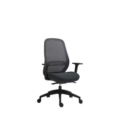 Irodai szék, karfás, fekete szövetborítás, feszített hálós háttámla, fekete lábkereszt, MAYAH "Mid Chair II", fekete
