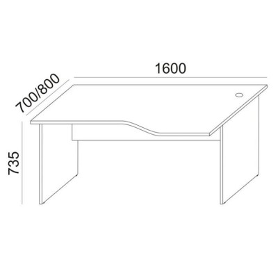 Íróasztal, íves, jobbos, laplábbal, 160x80 cm, MAYAH "Freedom SV-23", fehér