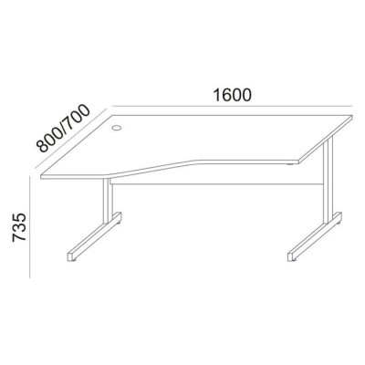 Íróasztal, íves, balos, szürke fémlábbal, 160x80 cm, MAYAH "Freedom SV-30", fehér