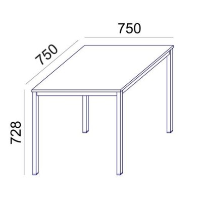 Általános asztal fémlábbal, 75x75 cm, MAYAH "Freedom SV-37", fehér