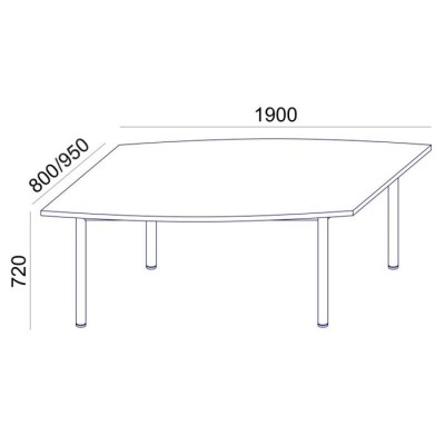 Tárgyalóasztal, íves, szürke fémlábbal, 80/95x190 cm, MAYAH "Freedom SV-43", fehér