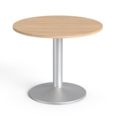 Tárgyalóasztal, kör, szürke fémlábbal, O 90 cm, MAYAH "Freedom SV-58",  tölgy
