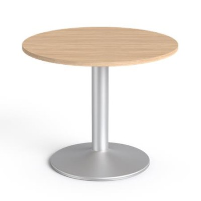 Tárgyalóasztal, kör, szürke fémlábbal, O 90 cm, MAYAH "Freedom SV-58",  tölgy