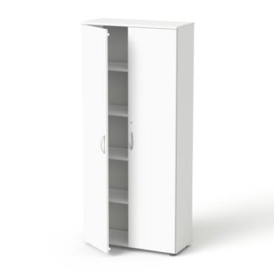 Szekrény, 5 rendező magas, kétajtós, polcokkal, MAYAH "Freedom SV-01", fehér