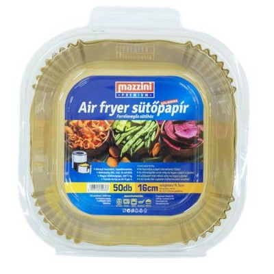Sütőpapír, szilikonos, Air Fryer készülékhez, szögletes, 16 cm, 50 db, MAZZINI "Premium"