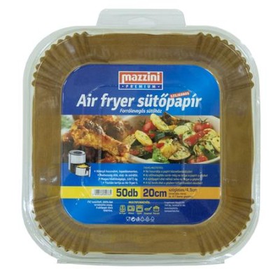 Sütőpapír, szilikonos, Air Fryer készülékhez, szögletes, 20 cm, 50 db, MAZZINI "Premium"
