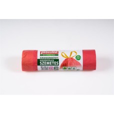 Szemeteszsák, újrahasznosított, húzófüles, 25 l, 20 db, 50x55 cm, 16 µ, MAZZINI, piros