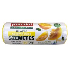 Szemeteszsák, újrahasznosított, köthető füles, illatosított, 35 l, 20 db, 49x60 cm, 10 µ, MAZZINI, citrus illat
