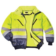 Munkavédelmi kabát, jól láthatósági, 3 az 1-ben, XL méret " Hi-Vis", sárga-tengerészkék