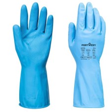 Védőkesztyű, latex, élelmiszer-feldolgozáshoz, S méret, kék