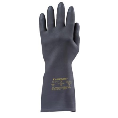 Védőkesztyű, neoprén, vegyszerálló, érdesített, kesztyű, 10/XL méret, fekete