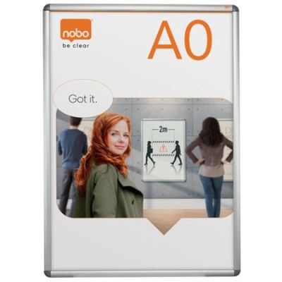 Posztertábla, fali, A0 méret, alumínium keret, NOBO