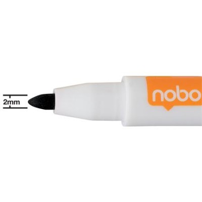 Táblamarker, kúpos hegyű, 2 mm, mágneses kupakkal, NOBO, fekete
