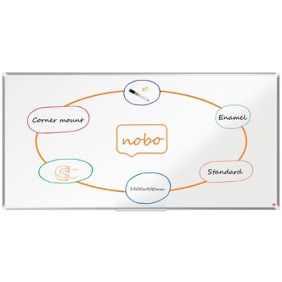 Fehértábla, zománcozott, mágneses, 180x90 cm, alumínium keret, NOBO "Premium Plus"