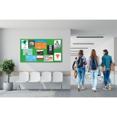 Textiltábla, széles képarány, 70"/155x87 cm, alumínium keret, NOBO "Impression Pro", zöld