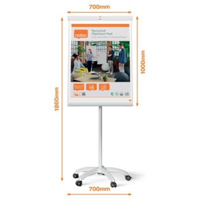 Flipchart tábla, mobil, mágneses felület, 70x100 cm, EcoLabel, NOBO "Premium Plus", fehér