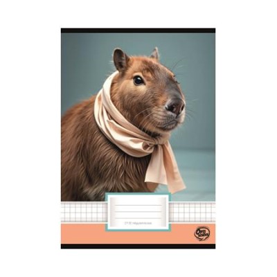 Füzet, tűzött, A5, kockás, 32 lap, OPTISCHOOL, "27-32",  "Capybara"