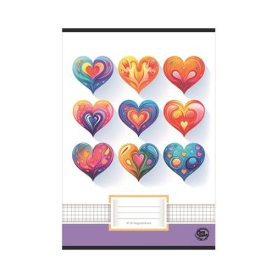 Füzet, tűzött, A4, kockás, 32 lap, OPTISCHOOL, A4 "87-32", "Love"