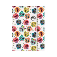 Gumis mappa, karton, A4, OPTISCHOOL "Skull"