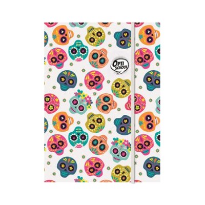 Gumis mappa, karton, A4, OPTISCHOOL "Skull"