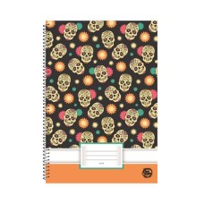 Spirálfüzet, A4, sima, 70 lap, OPTISCHOOL, "Skull"