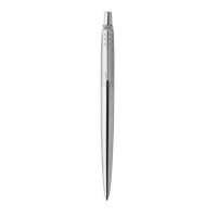 Golyóstoll, 0,7 mm, nyomógombos, ezüst színű klip, rozsdam. acél tolltest, PARKER "Royal Jotter", kék