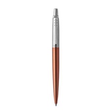 Golyóstoll, 0,7 mm, ezüst színű klip, Chelsea narancssárga tolltest, PARKER "Royal Jotter", kék
